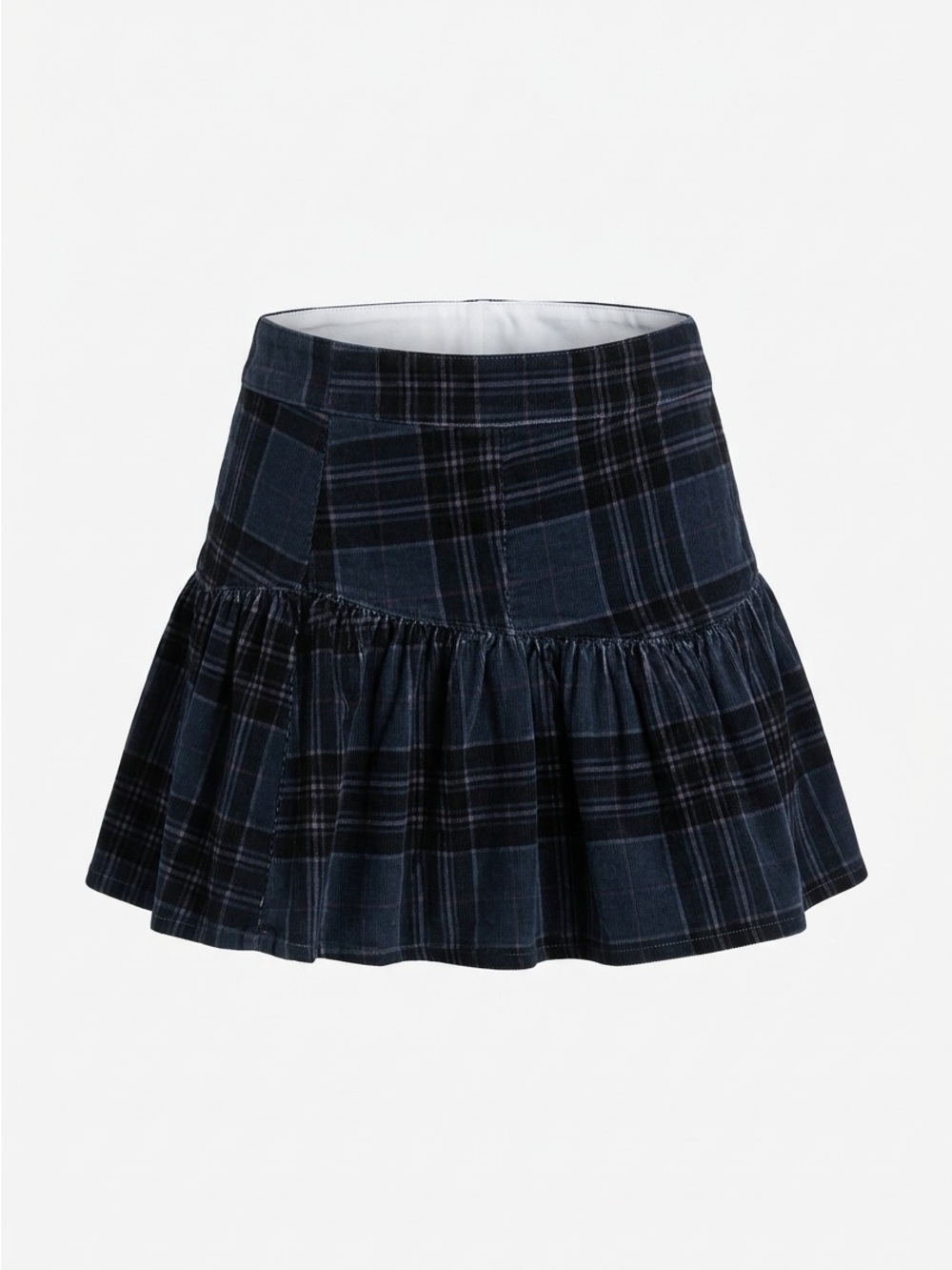 American Eagle Outfitters Dark Navy Plaid Ruffle Skirt